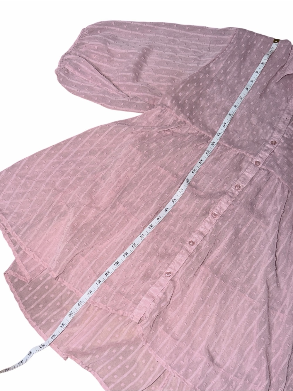 UMGEE Pink Button-Front Sheer Peasant Top/Dress - Picture 6 of 7